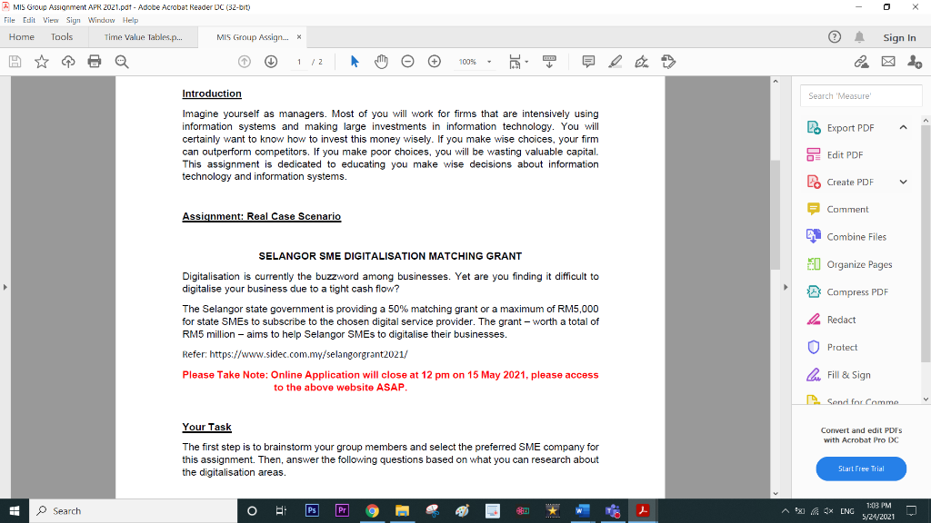 MIS Group Assignment APR 2021.pdt - Adobe Acrobat