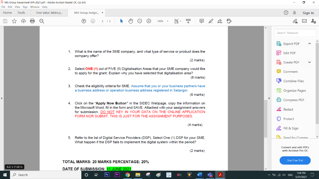 MIS Group Assignment APR 2021.pdt - Adobe Acrobat