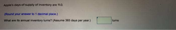 Apple's days-of-supply of inventory are 11.0.