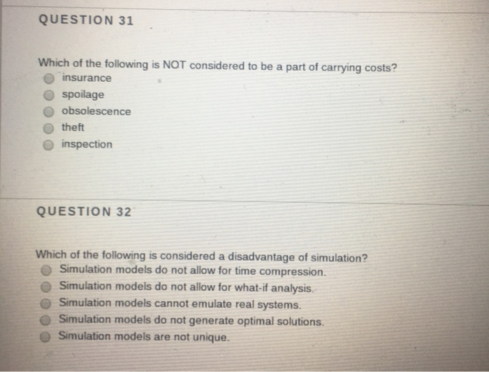 QUESTION 31 Which of the following is NOT