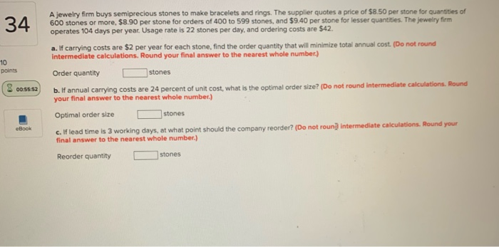 34 10 points 8 00:55:52 A jewelry firm buys