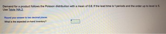 Demand for a product follows the Poisson