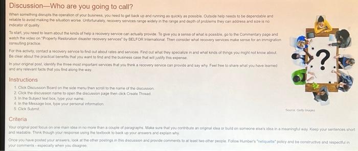 Discussion-Who are you going to call? When