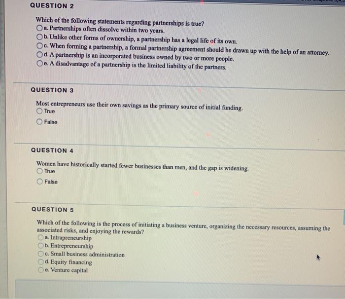 QUESTION 2 Which of the following statements