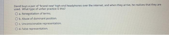 this question is from business law David buys a