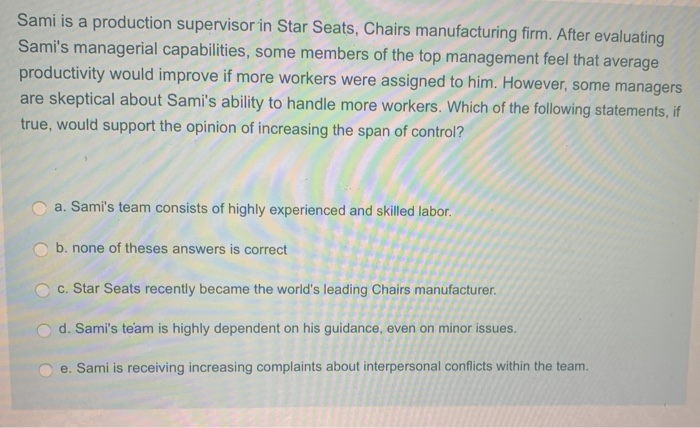 Sami is a production supervisor in Star Seats,