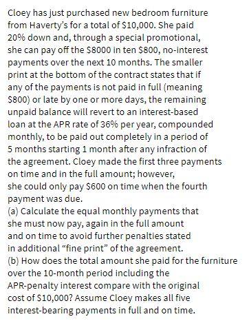 Cloey has just purchased new bedroom furniture