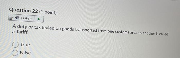 Question 19 (1 point) Listen The total cost will
