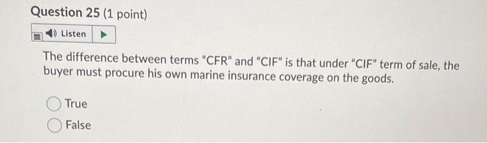 Question 19 (1 point) Listen The total cost will
