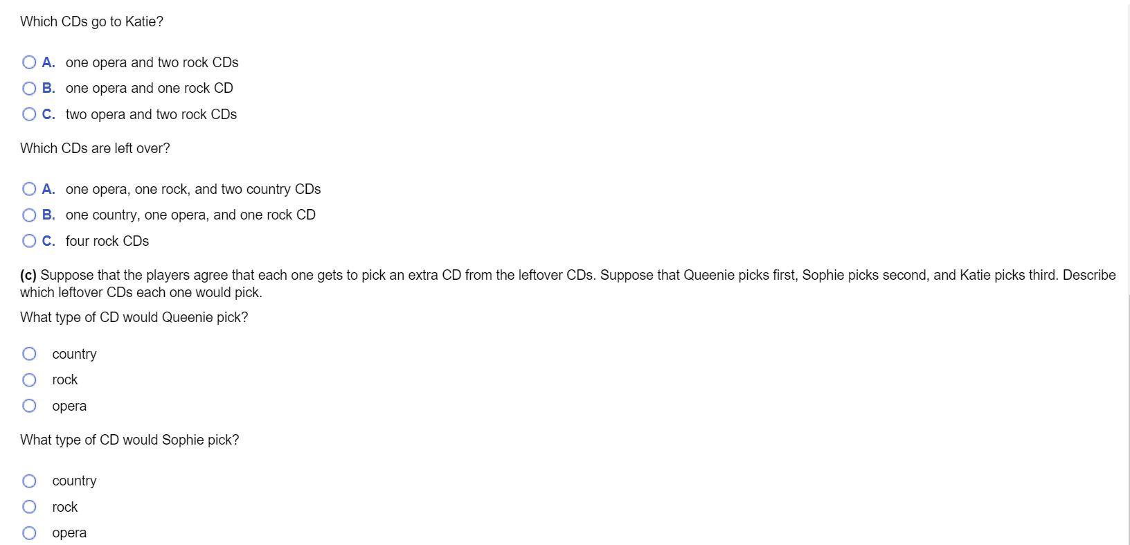 Queenie, Sophie, and Katie are dividing a set of