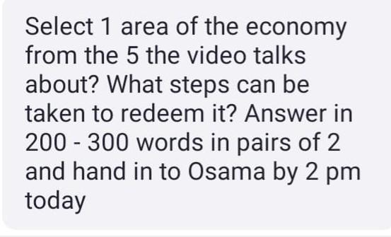 the question answer should be from video The