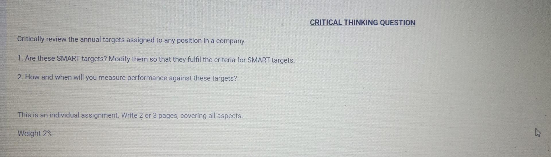 CRITICAL THINKING QUESTION Critically review the