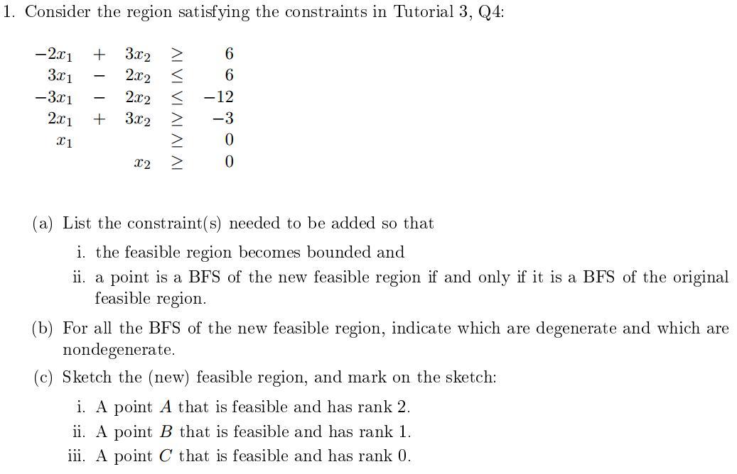 1. Consider the region satisfying the constraints