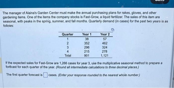 The manager of Alaina's Garden Center must make