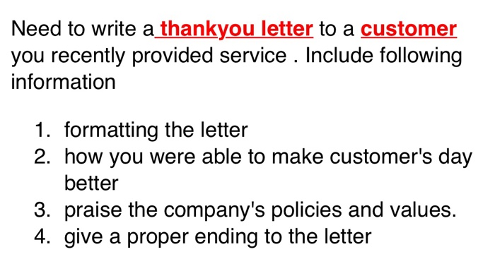 Need to write a thankyou letter to a customer you