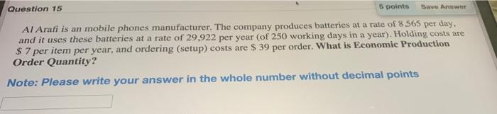 Question 16 Al Arabi is an mobile phones