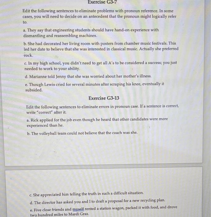 GRAMMER EXCERISE 2 Exercise 63-7 Edit the