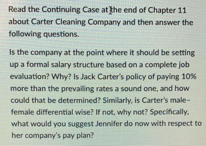 Carter Cleaning Centers does not have a formal