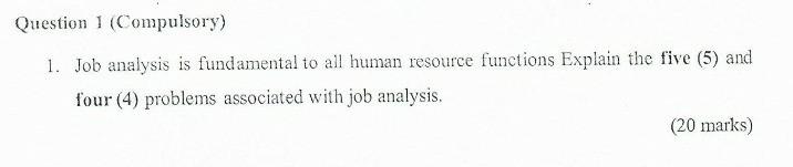 Question 1 (Compulsory) 1. Job analysis is