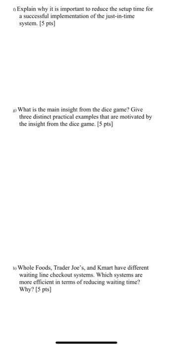 Explain why it is important to reduce the setup