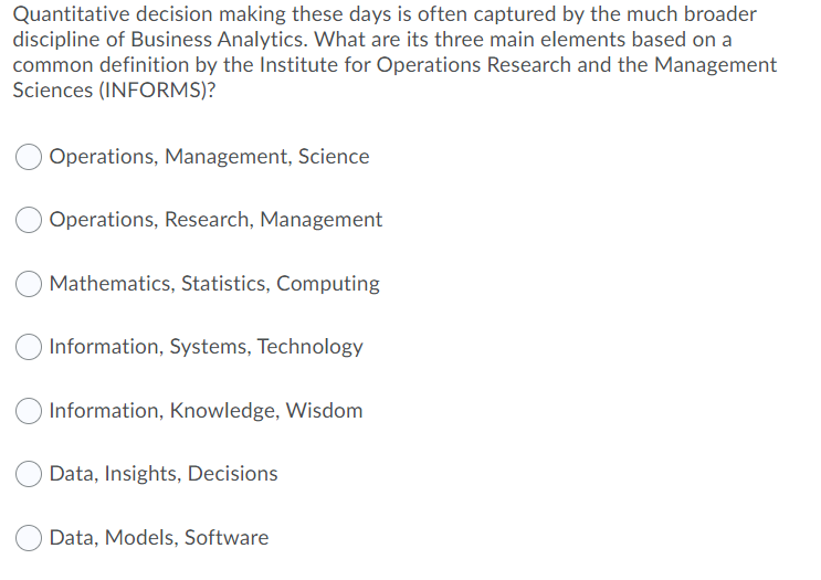 Quantitative decision making these days is often