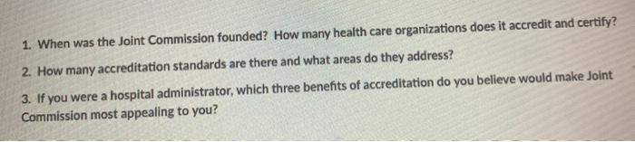 1. When was the Joint Commission founded? How