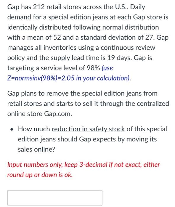 Gap has 212 retail stores across the U.S.. Daily