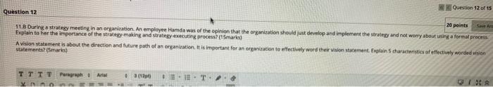 Question 12 of 15 Question 12 20 points Guer 11.