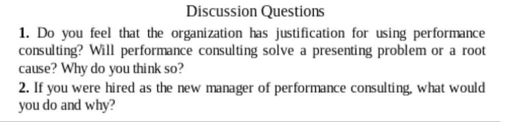 i need the answer Discussion Questions 1. Do you