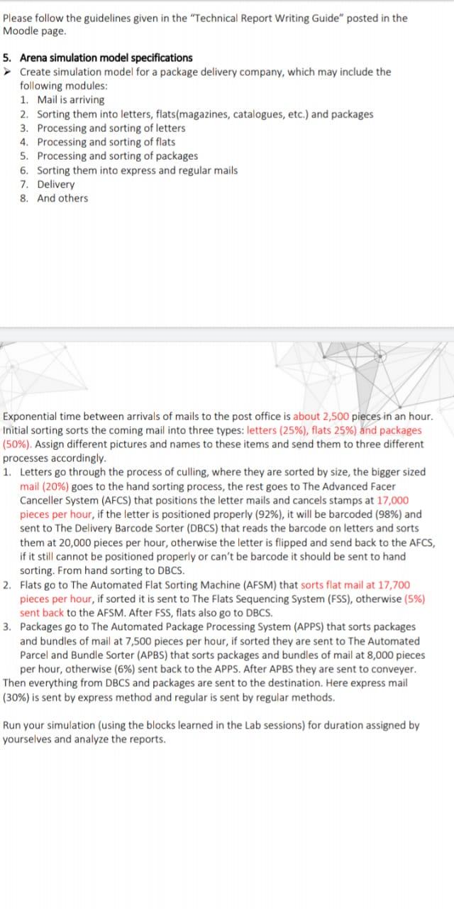 Arena simulation model specification: create