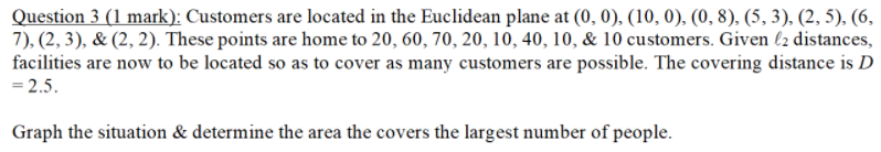 Location theory question using Manhattan