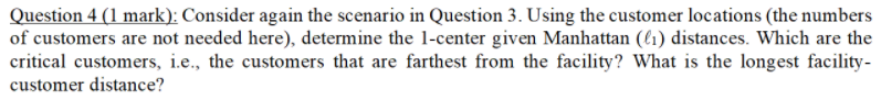 Location theory question using Manhattan