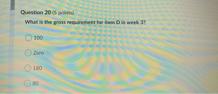 Questions 17-20 Consider the MPS, BOM, and