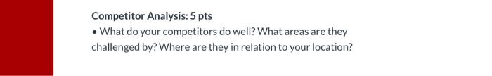 I need help for my Competitive Analysis The