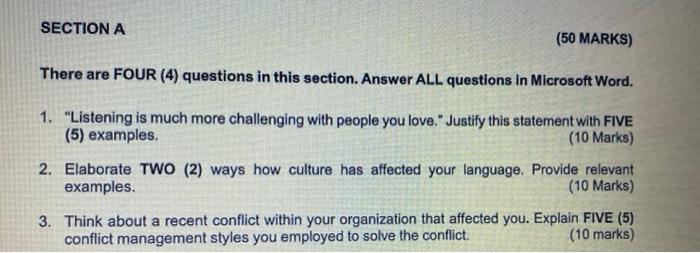 There are FOUR (4) questions in this section.