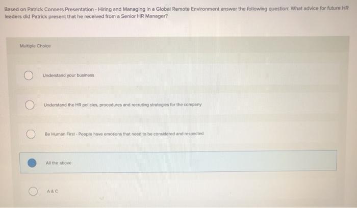 Based on Patrick Conners Presentation - Hiring