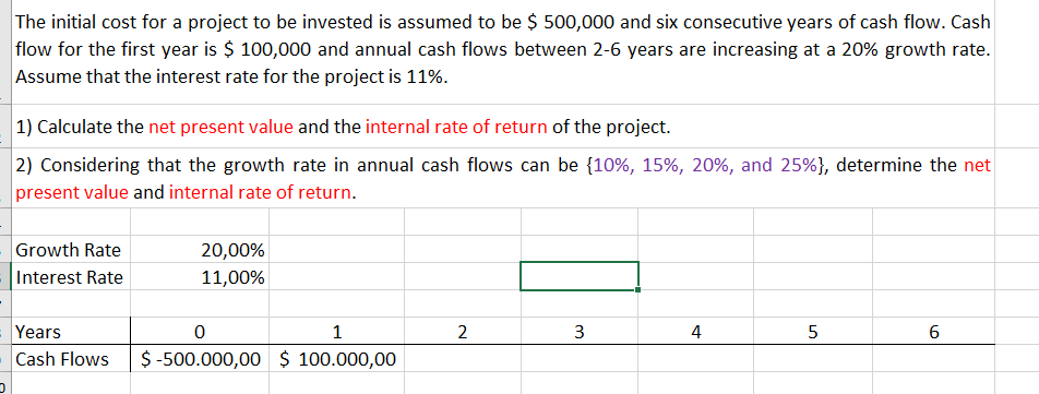 Please using excell The initial cost for a