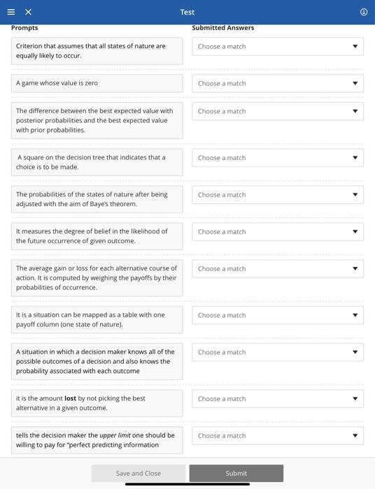 matching type only choices choices Test @ = X