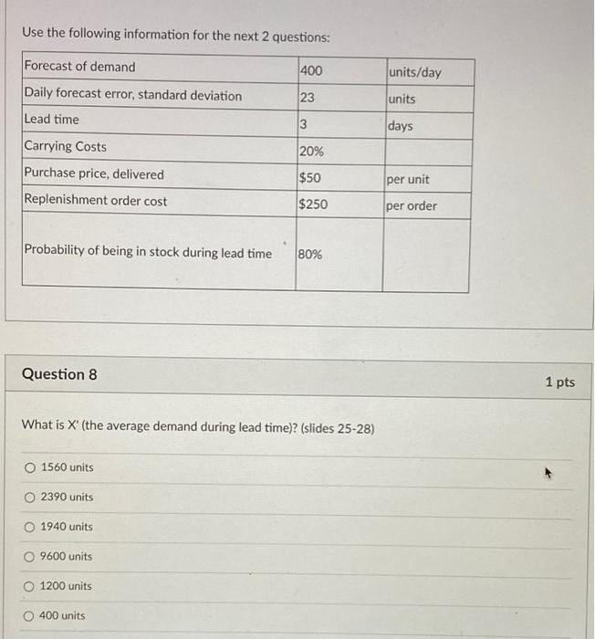 quickly please Use the following information for