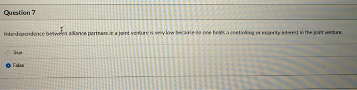 Question 7 Interdependence between alliance