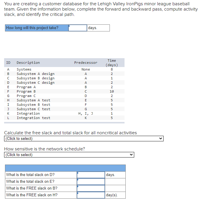 You are creating a customer database for the