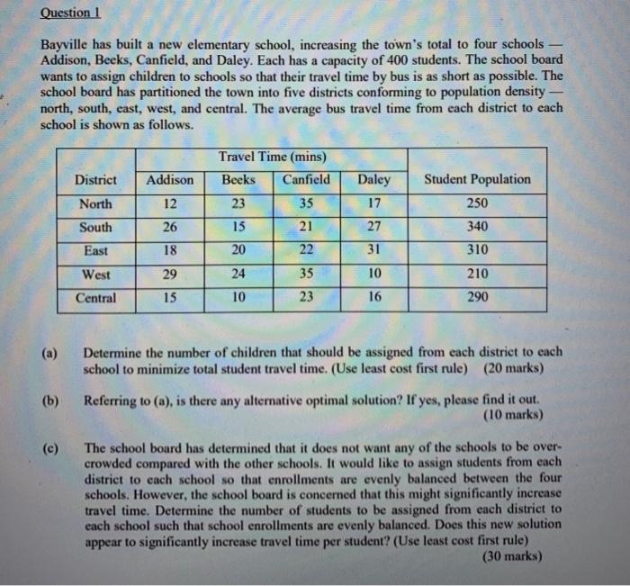 1a and 1 c please use least cost first rule,