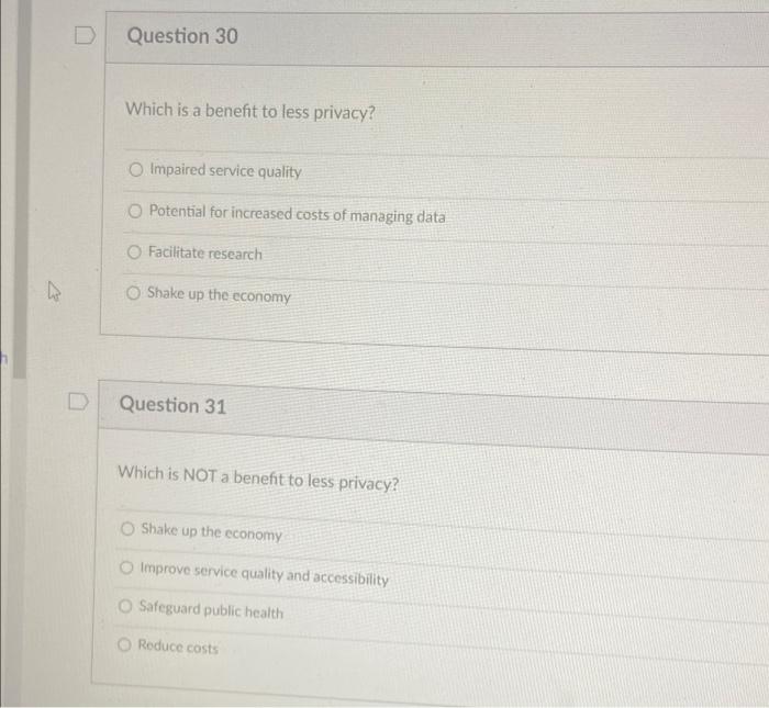 both quesrions please !help! D Question 30 Which