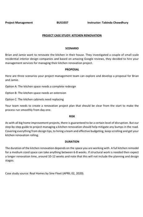 Project Management BUS1037 Instructor: Tabinda