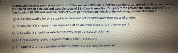 A company receives price proposals from 2