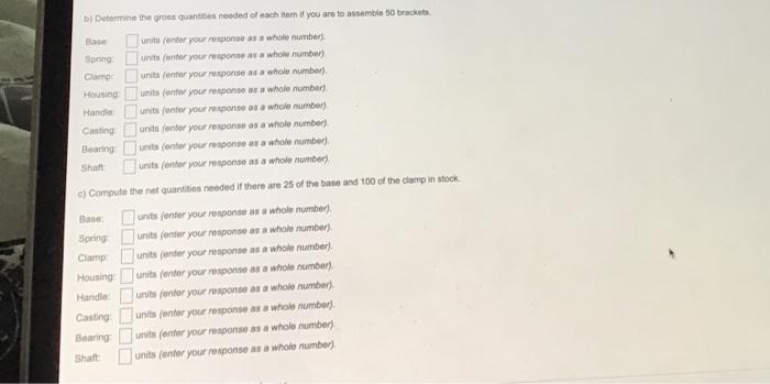 Dj Determine the gross quantities needed of