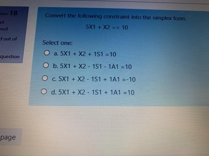 tion 18 et "red Convert the following constraint