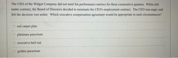 The CEO of the Widget Company did not meet his