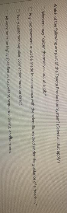 Which of the following are part of the Toyota