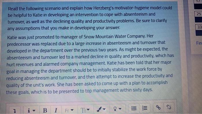 25 33 Fin Read the following scenario and explain